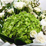 Green Hydrengea Bouquet with White Roses