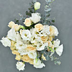 Spray Roses with White Lisianthus in Fish Bowl