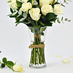 Vase Of Elegant White Roses Arrangement