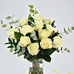 Vase Of Elegant White Roses Arrangement