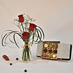 Endearing Floral Arrangement With Truffle Chocolates