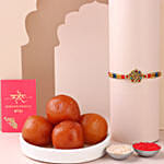 Sneh Designer Peacock Rakhi with Gulab Jamun