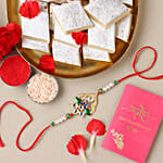 Sneh Designer Stone Rakhi with Kaju Katli
