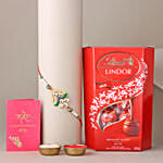 Sneh Designer Stone Rakhi with Lindt Lindor Chocolate Box