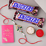 Sneh Designer Stone Rakhi with Snickers Chocolate