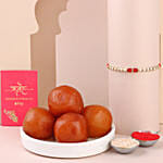 Designer Stone Rakhi with Gulab Jamun