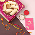 Sneh Red and Yellow Bead Rakhi with Kaju Roll
