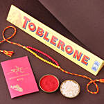 Sneh Red and Yellow Bead Rakhi with Toblerone Chocolate