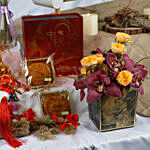 Mid Autumn Blessings Flowers and Moon Cakes