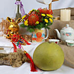 Mid Autumn Flowers in Mug with Pomelo