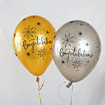 Congratulations Golden & Silver Latex Balloons 6 Pcs
