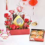 Mid Autumn Wishes Red Tray with Moon Cakes Box