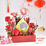 Mid Autumn Wishes Red Tray with Moon Cakes Box