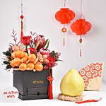 Joyful Mid Autumn Wishes In Box with Pomelo