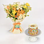 Octuber Birthday Mixed Flower Bouquet with Cake