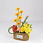 Birthday Mixed Flowers Basket with Cake