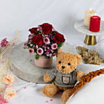 Heartfelt Floral Wishes with Teddy