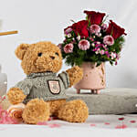 Heartfelt Floral Wishes with Teddy