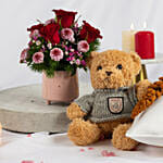 Heartfelt Floral Wishes with Teddy