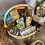 Organic Gift Basket with Flower Bouquet