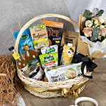 Organic Gift Basket with Flower Bouquet