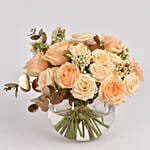 Peach Roses Table Centerpiece Flowers