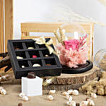Pink Forever Rose With Assorted Chocolate Box