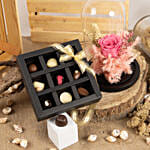 Pink Forever Rose With Assorted Chocolate Box