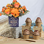 Best Boss Ever Flowers with Cupcakes