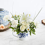 White and Blue Flowers with Cupcakes