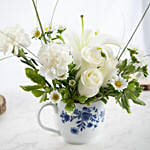 White and Blue Flowers with Cupcakes