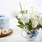 White and Blue Flowers with Cupcakes