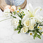 White and Blue Flowers with Cupcakes