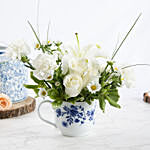 White and Blue Flowers with Cupcakes