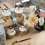 Flowers arrangment and Vanilla Cupcakes