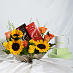 Sunflowers Glory with Chocolates