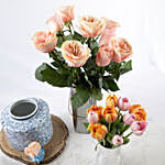 Timeless Garden Roses with Tulips