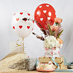 Anniversary Flowers Grace Bundle with Bento Cake and Balloons