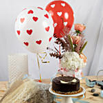 Anniversary Flowers Grace Bundle with Chocolate Cake and Balloons