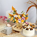 Best Wishes Flowers Arrangement and Cake Combo