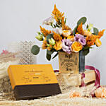 Best Wishes Flowers Arrangement with Royce Chocolates