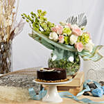 Forest Breeze Flowers Arrangement and Cake Combo