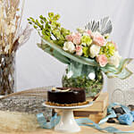 Forest Breeze Flowers Arrangement and Cake Combo