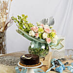 Forest Breeze Flowers Arrangement and Cake Combo