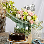 Forest Breeze Flowers Arrangement and Cake Combo