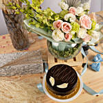 Forest Breeze Flowers Arrangement with Cake