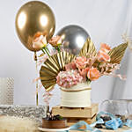 Shimmers Flowers Box with Balloons and Cake