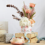 Anniversary Flowers Grace Arrangement with Bento cake
