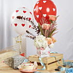 Anniversary Flowers Grace Bundle with Bento Cake and Balloons