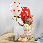 Anniversary Flowers Grace Bundle with Bento Cake and Balloons